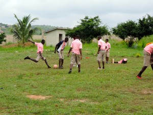 On Fridays, students stay after school to play soccer