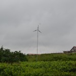 The windmill towers over the top left corner of campus